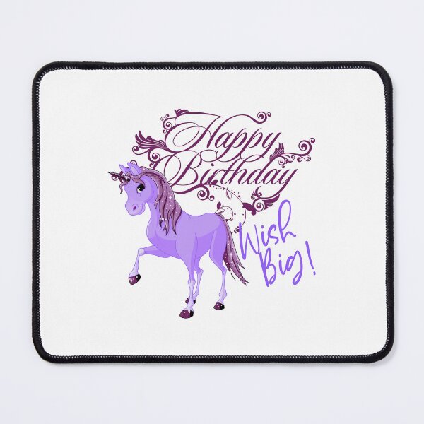 Item preview, “Happy Birthday” Wish Big! Purple Baby Unicorn designed and sold by PawsitiveMum.