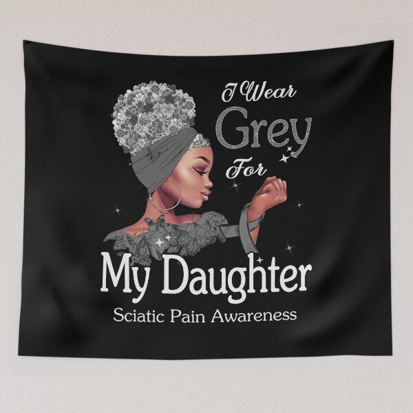 Aperçu de l'œuvre Sensibilisation à la douleur sciatique Fille noire que je porte en gris pour ma fille créée et vendue par tenjun16.
