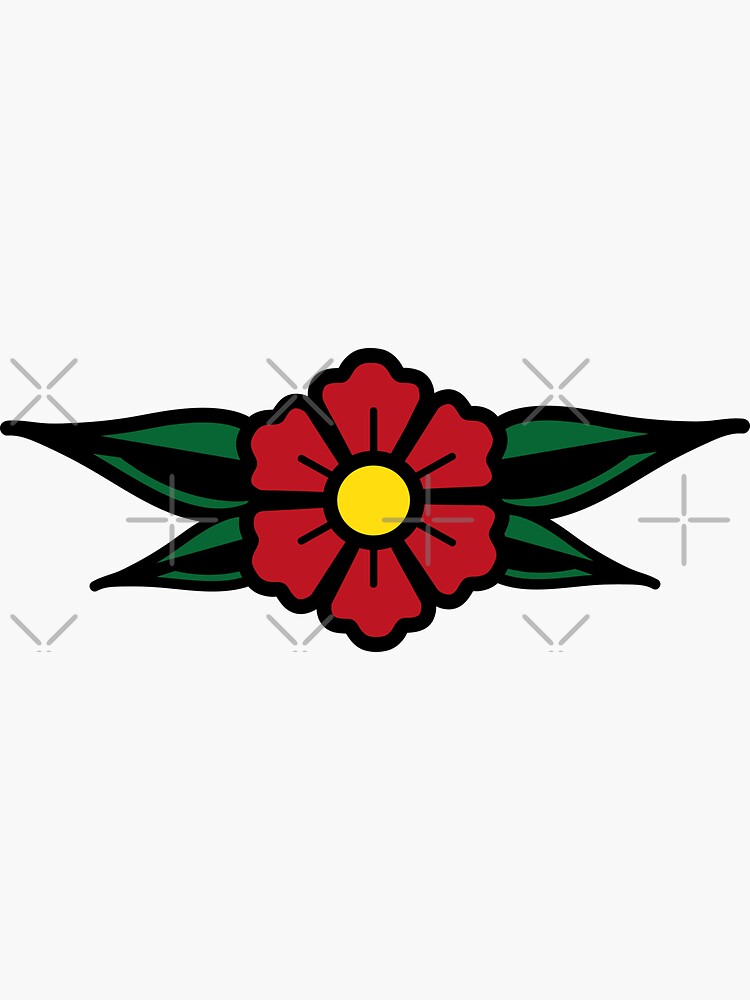 Thumbnail 3 von 3, Sticker, Traditionelles Blumendesign designt und verkauft von LuckyGraphics.