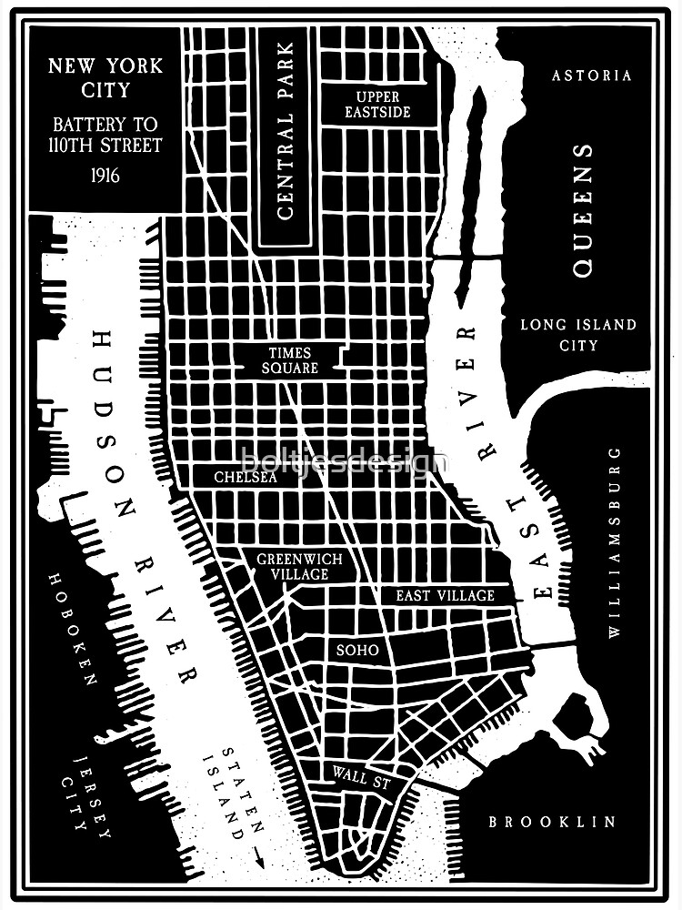 Póster «MAPA DE LA CIUDAD DE NUEVA YORK 1916» de boltjesdesign Redbubble