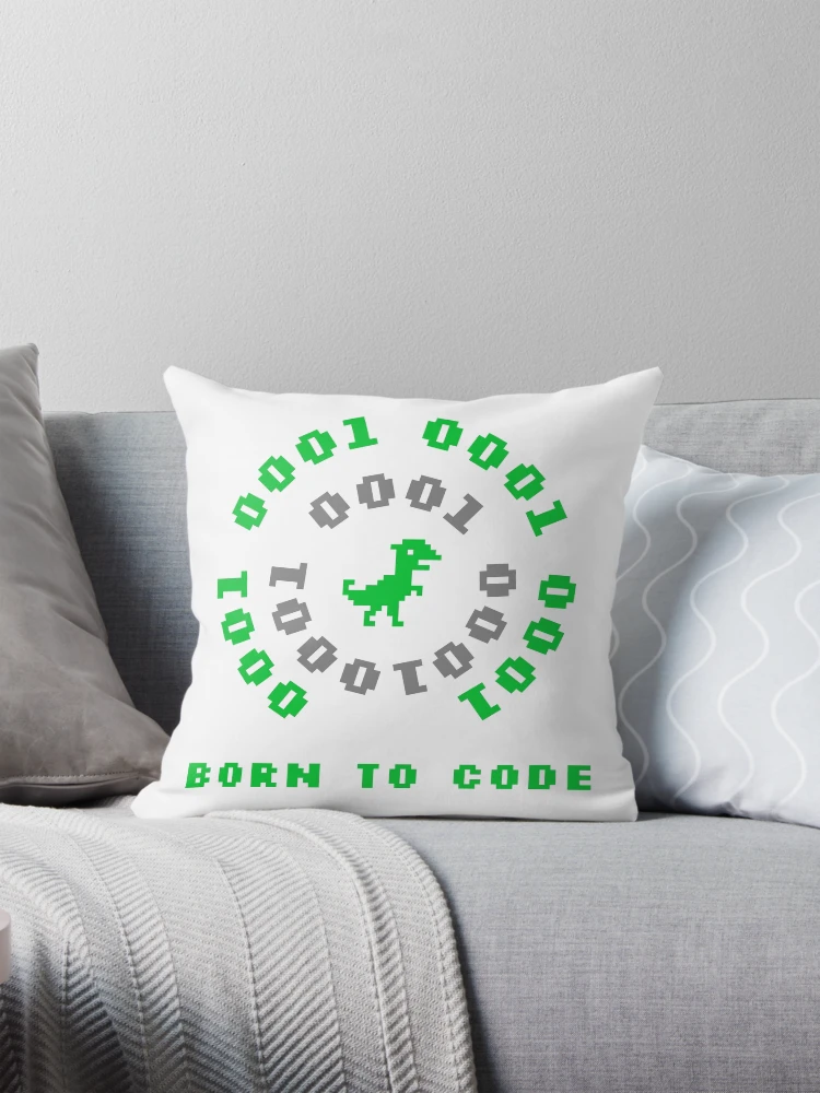 Thumbnail 1 of 4, Pillow, Computer Geek Born To Code Binary designed and sold by ComputerGeeksTs.