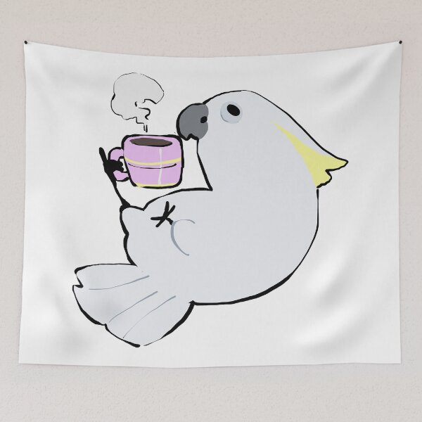 Item preview, Sulphur-Crested Cockatoo Drinking Coffee designed and sold by Alice Cheng.