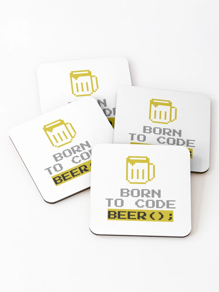 Thumbnail 1 of 5, Coasters (Set of 4), Computer Geek Born To Code Beer designed and sold by ComputerGeeksTs.