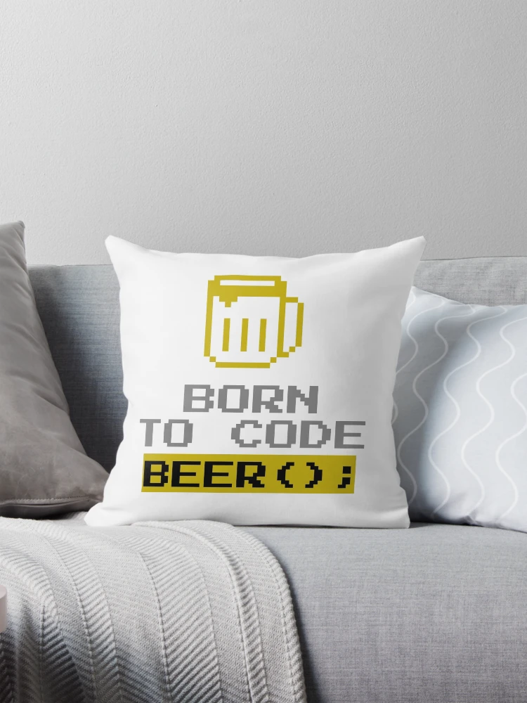 Thumbnail 1 of 4, Pillow, Computer Geek Born To Code Beer designed and sold by ComputerGeeksTs.