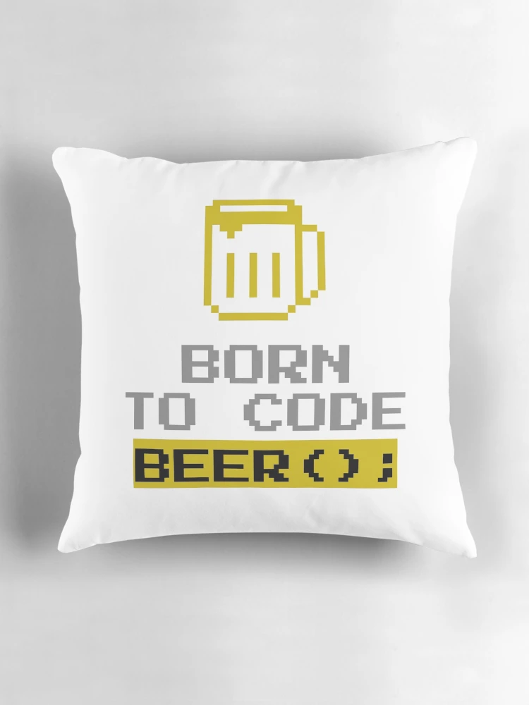 Thumbnail 3 of 4, Pillow, Computer Geek Born To Code Beer designed and sold by ComputerGeeksTs.