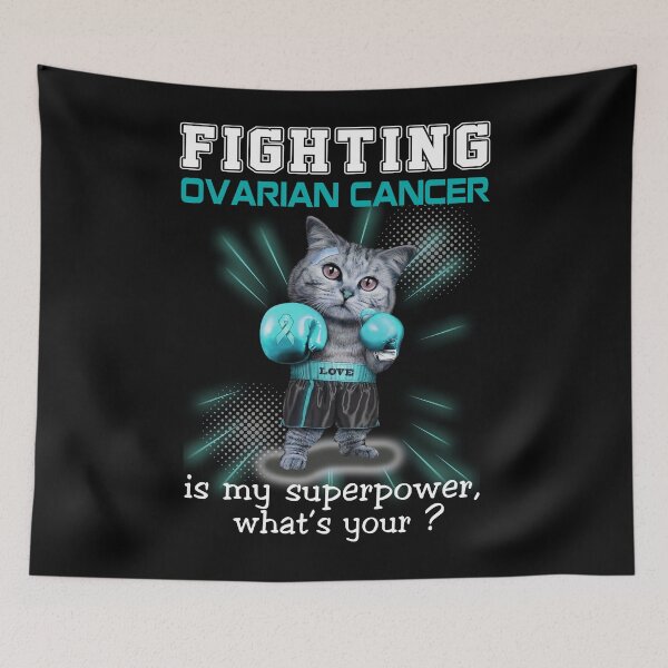Item preview, Funny Cat Fighting Ovarian Cancer Is My Superpower What's Your designed and sold by Kohend.