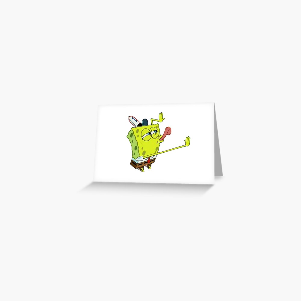 Spongebob Licking Sticker Greeting Card By Kcardone Redbubble 7799