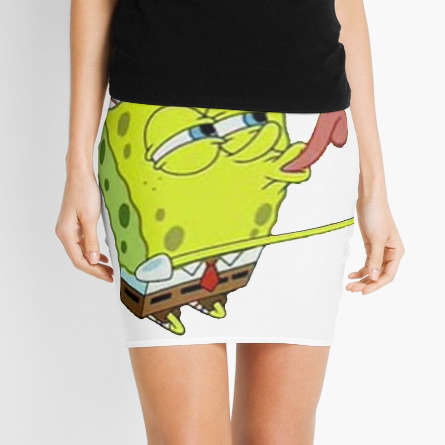 Spongebob Licking Sticker Mini Skirt For Sale By Kcardone Redbubble 1310