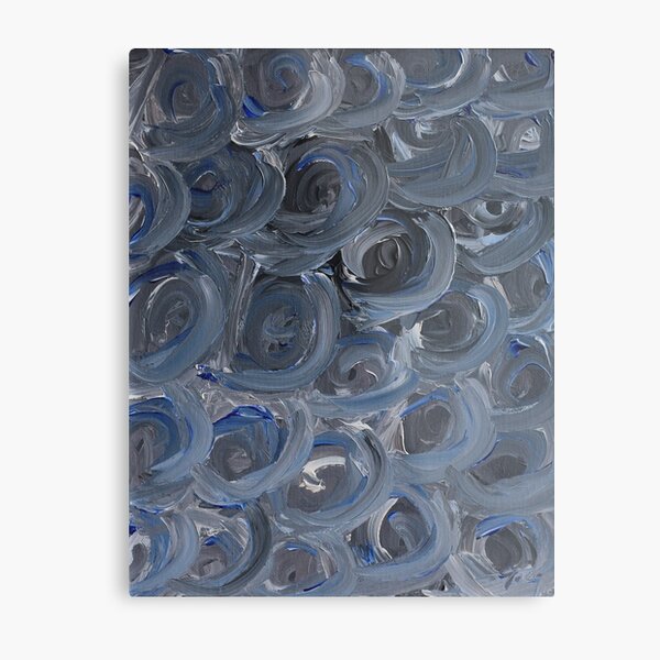 Silver Blue Swirls Metal Print