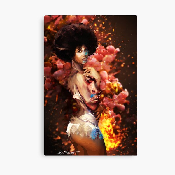 Cherry Blossom Explosion (Afro Centric) AI Assisted Art Canvas Print