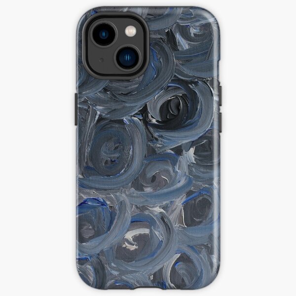 Silver Blue Swirls iPhone Tough Case