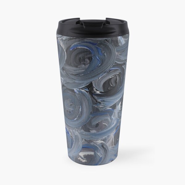 Silver Blue Swirls Travel Mug