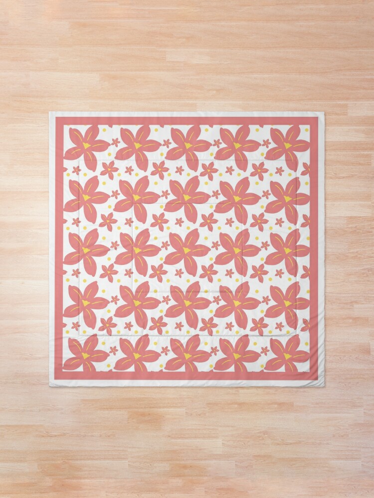 Alternate view of Peach Pink & Yellow Floral Grid Comforter