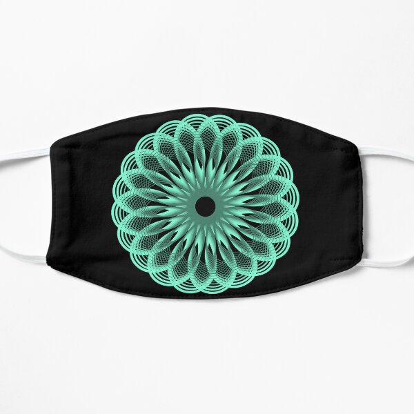Spirograph in Seagreen on Black Flat Mask