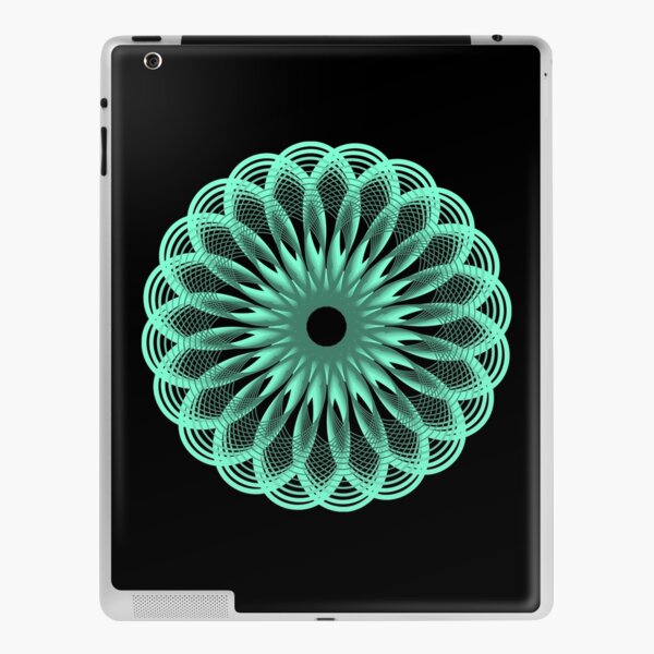 Spirograph in Seagreen on Black iPad Skin