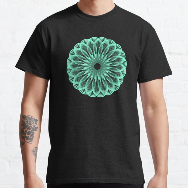 Spirograph in Seagreen on Black Classic T-Shirt