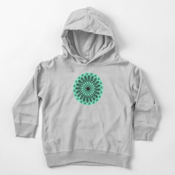 Spirograph in Seagreen on Black Toddler Pullover Hoodie