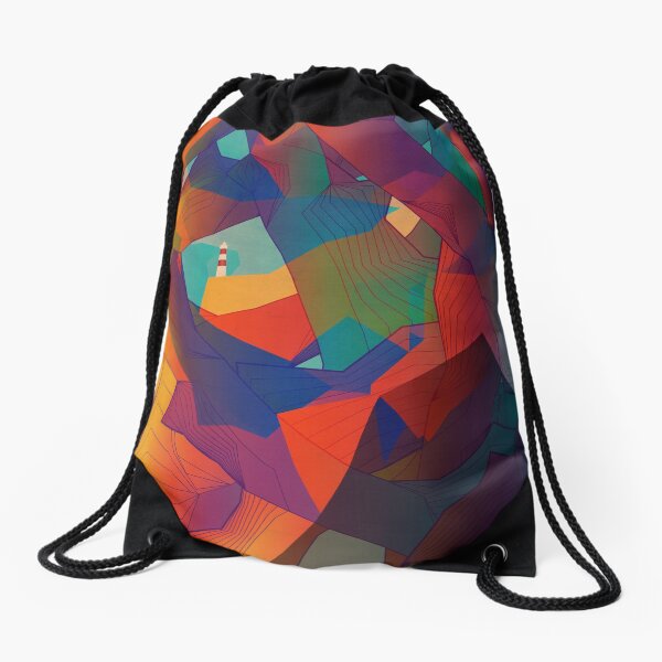 The Rocks by the Lighthouse Drawstring Bag