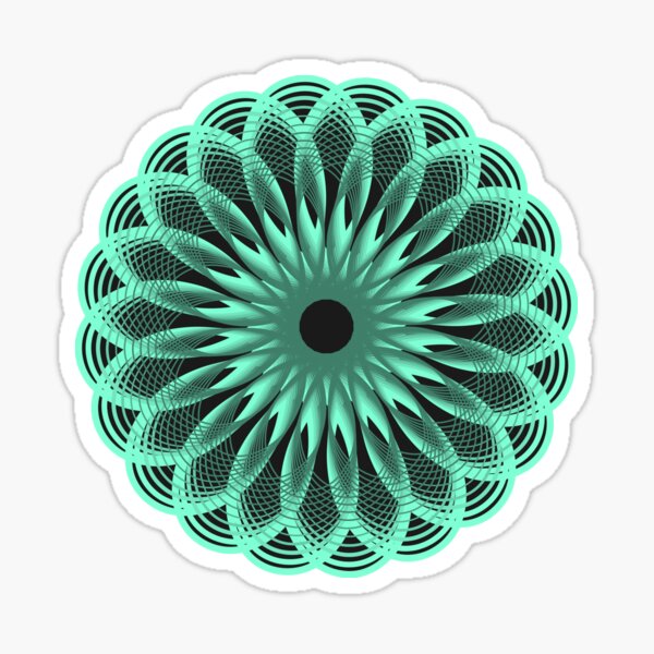 Spirograph in Seagreen on Black Sticker