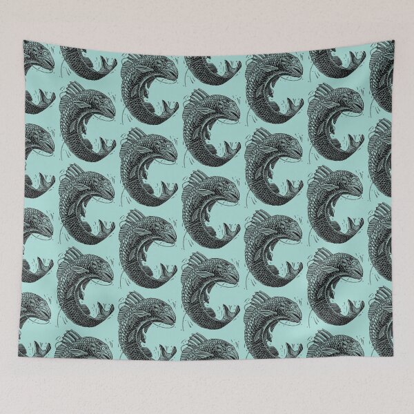 Item preview, Black and White Jumping Trout designed and sold by LisaHaney.
