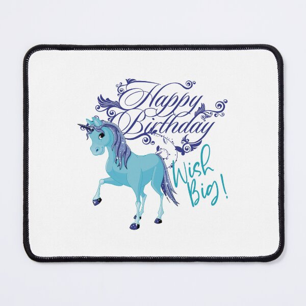 Item preview, “Happy Birthday” Wish Big! Blue Baby Unicorn designed and sold by PawsitiveMum.