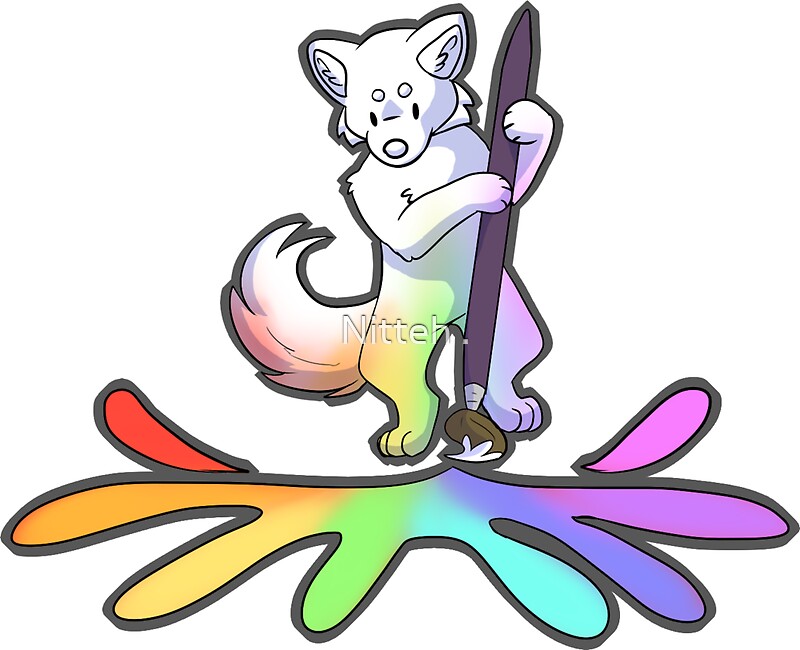 "Furry artist (wolf, paintbrush)" Stickers by Nitteh Redbubble