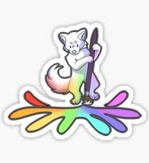 Furry artist (wolf, paintbrush) Sticker