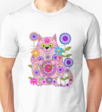 Cute Flower Power Cat Unisex T-Shirt