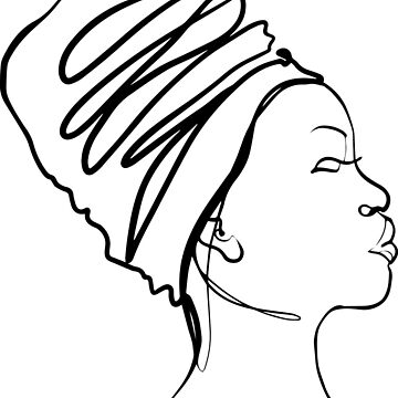Aperçu de l'œuvre Dessin au trait féminin africain, dessin au trait femme minimal de andieartco