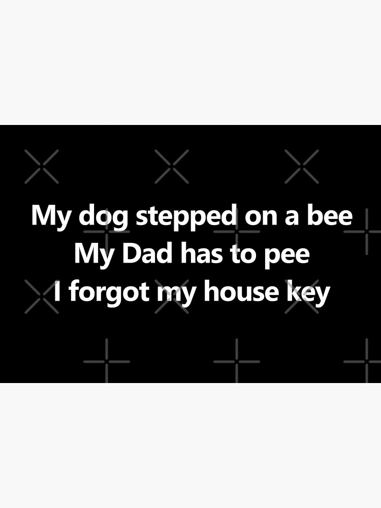 My dog stepped on a bee, My dad has to pee, I forgot my house key - Tiktok  sound meme - Justice for Johnny | Art Board Print