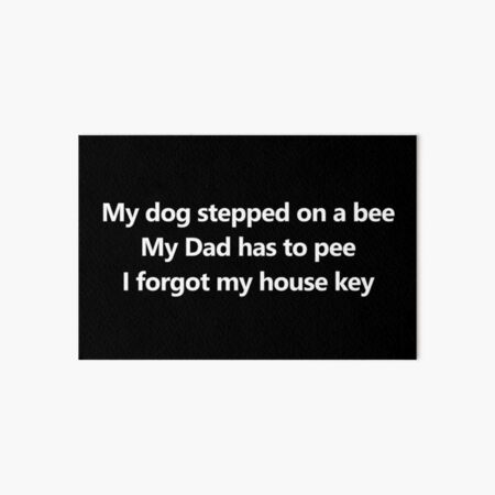 My dog stepped on a bee My dad has to pee My sky kid