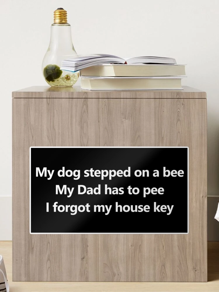 My dog stepped on a bee, My dad has to pee, I forgot my house key - Tiktok  sound meme - Justice for Johnny | Art Board Print