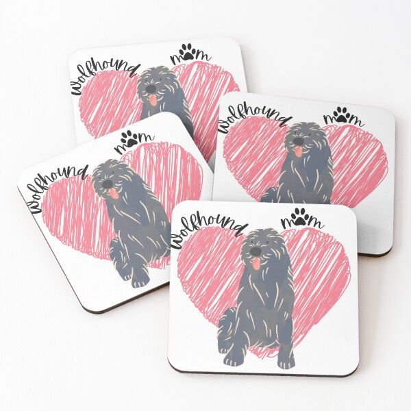 Item preview, Irish Wolfhound Mom, pink heart, cursive writing, paw print designed and sold by DigitalCutFile.