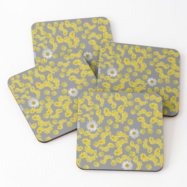Item preview, paquerettes et pissenlits sur fond shark skin designed and sold by AHELENE.