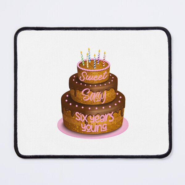 Item preview, Sweet Sassy Six Years Young (Pink Background) designed and sold by PawsitiveMum.