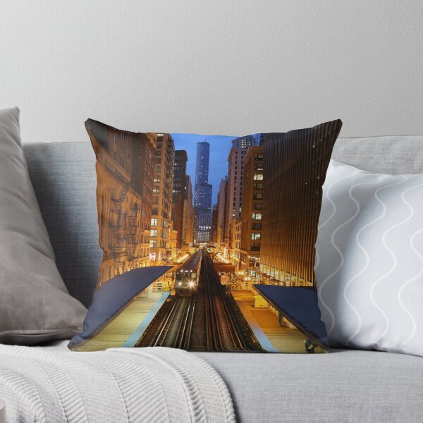 Item preview, Chicago Elevated Train at dusk designed and sold by mvpaskvan.
