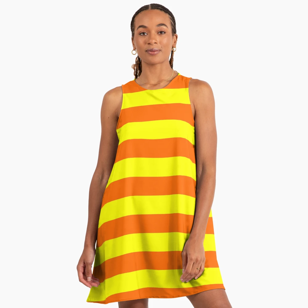 orange and yellow stripes" A-Line Dress for Sale by hellcom | Redbubble