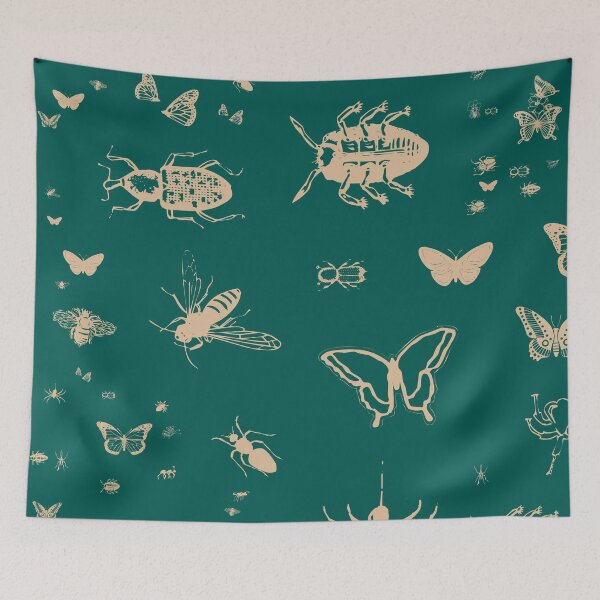Item preview, Insects pattern, deep opal green designed and sold by aapshop.
