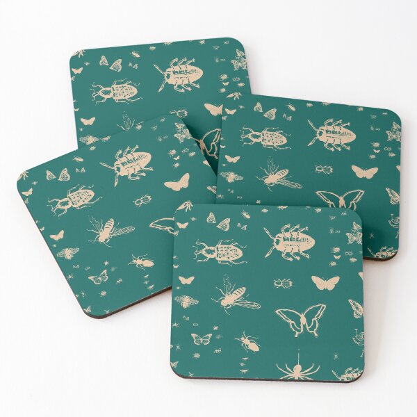 Item preview, Insects pattern, deep opal green designed and sold by aapshop.
