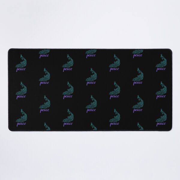 Item preview, Elegant Peacock Silhouette: PEACE - Aqua & Purple (on Black) designed and sold by PawsitiveMum.