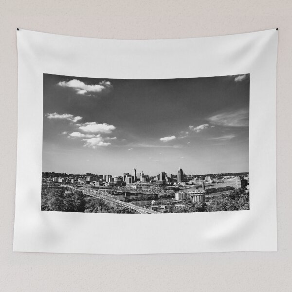 Item preview, Cincinnati Skyline View from Devou Park in Black and White designed and sold by DaveFilm.