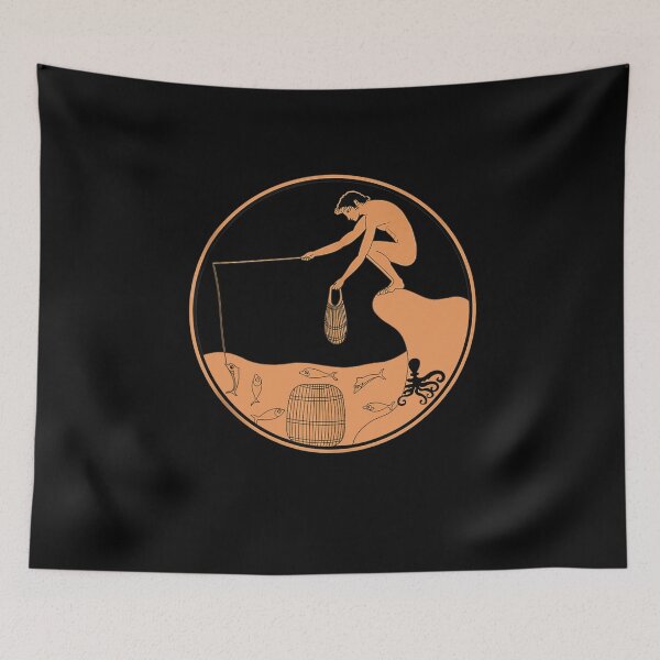 Item preview, An octopus hiding from a fisherman  designed and sold by osborange.