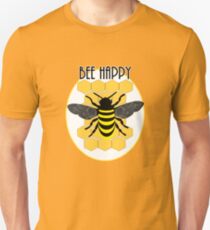 Cute Bee Happy Fun Honeycomb Bumble Bee Graphic Unisex T-Shirt