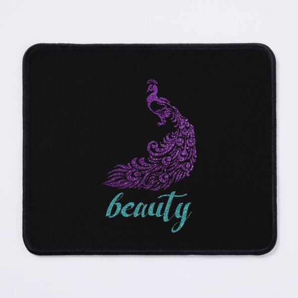 Item preview, Elegant Peacock Silhouette: BEAUTY - Aqua & Plum (on Black) designed and sold by PawsitiveMum.