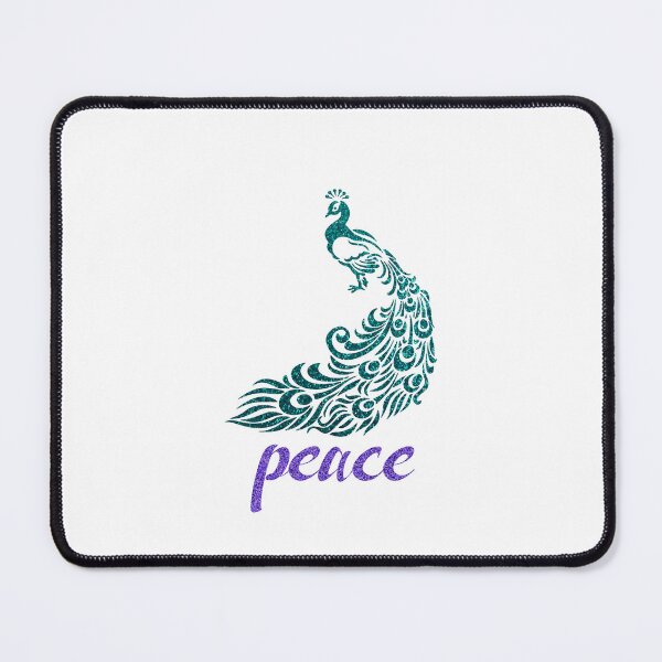 Item preview, Elegant Peacock Silhouette: PEACE - Aqua & Purple (on Purple) designed and sold by PawsitiveMum.