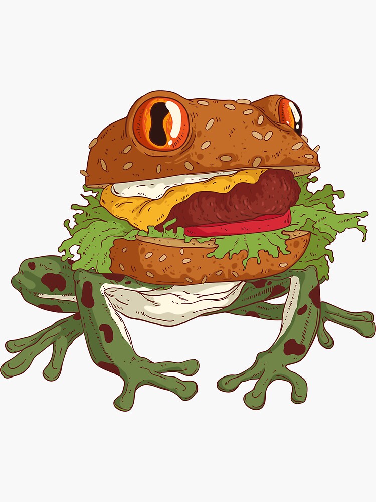 Hamburger Frog - Frog - Sticker