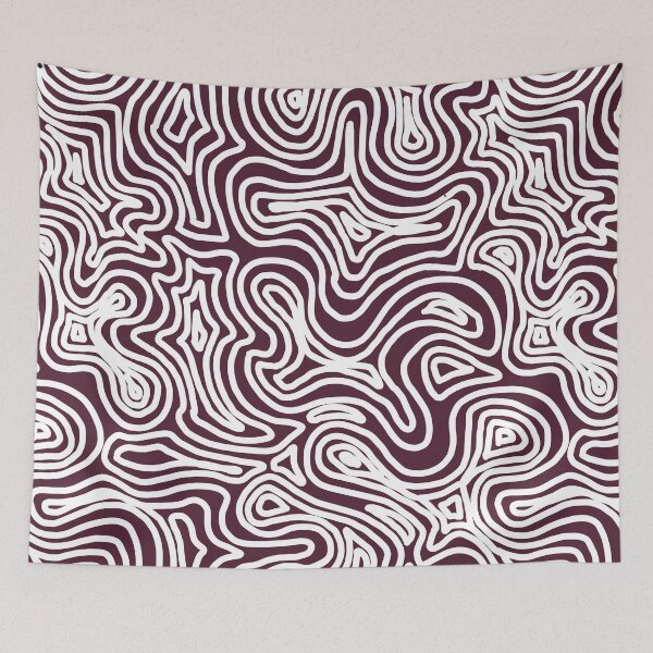 Item preview, White and dark cherry line illustration pattern. Flowing. designed and sold by MagnetitaBySil.