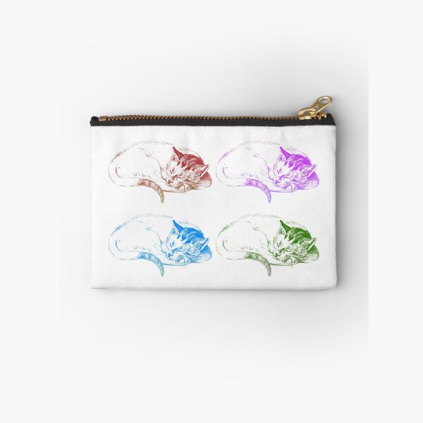 Item preview, Adorable Sleeping Cats: Edited  Multi-Colored Version of Sketch of a Cat (1812) By Jean Bernard. Red, Purple, Blue, and Green. designed and sold by TeachUrb.