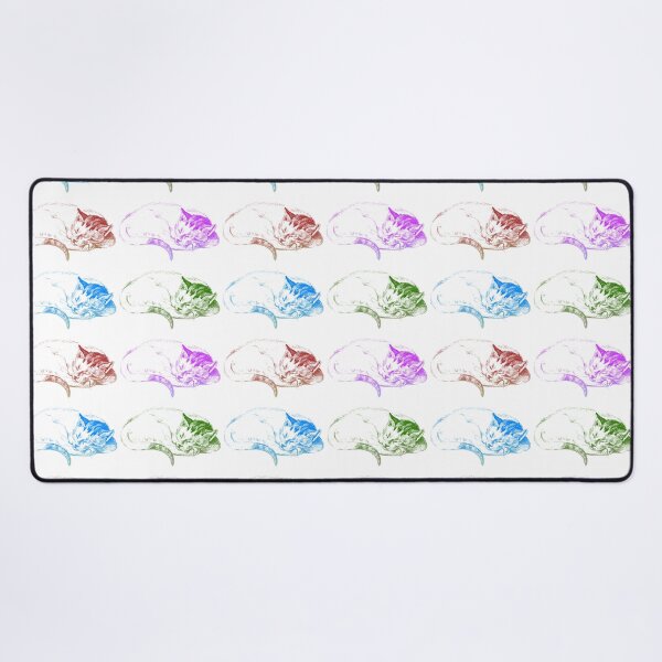 Item preview, Adorable Sleeping Cats: Edited  Multi-Colored Version of Sketch of a Cat (1812) By Jean Bernard. Red, Purple, Blue, and Green. designed and sold by TeachUrb.