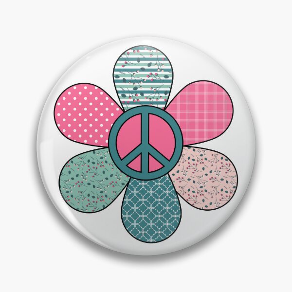 Item preview, Cool, hippy, groovy pink, peach, teal flower with peace sign; flower power, peace out designed and sold by Becky Hunter.